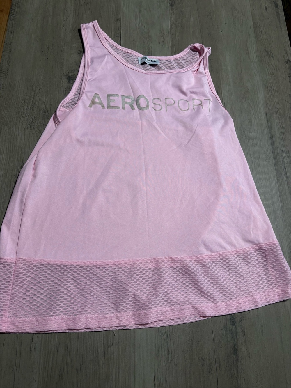 Aeropostale Pink Mesh-Hem Athletic Tank size L